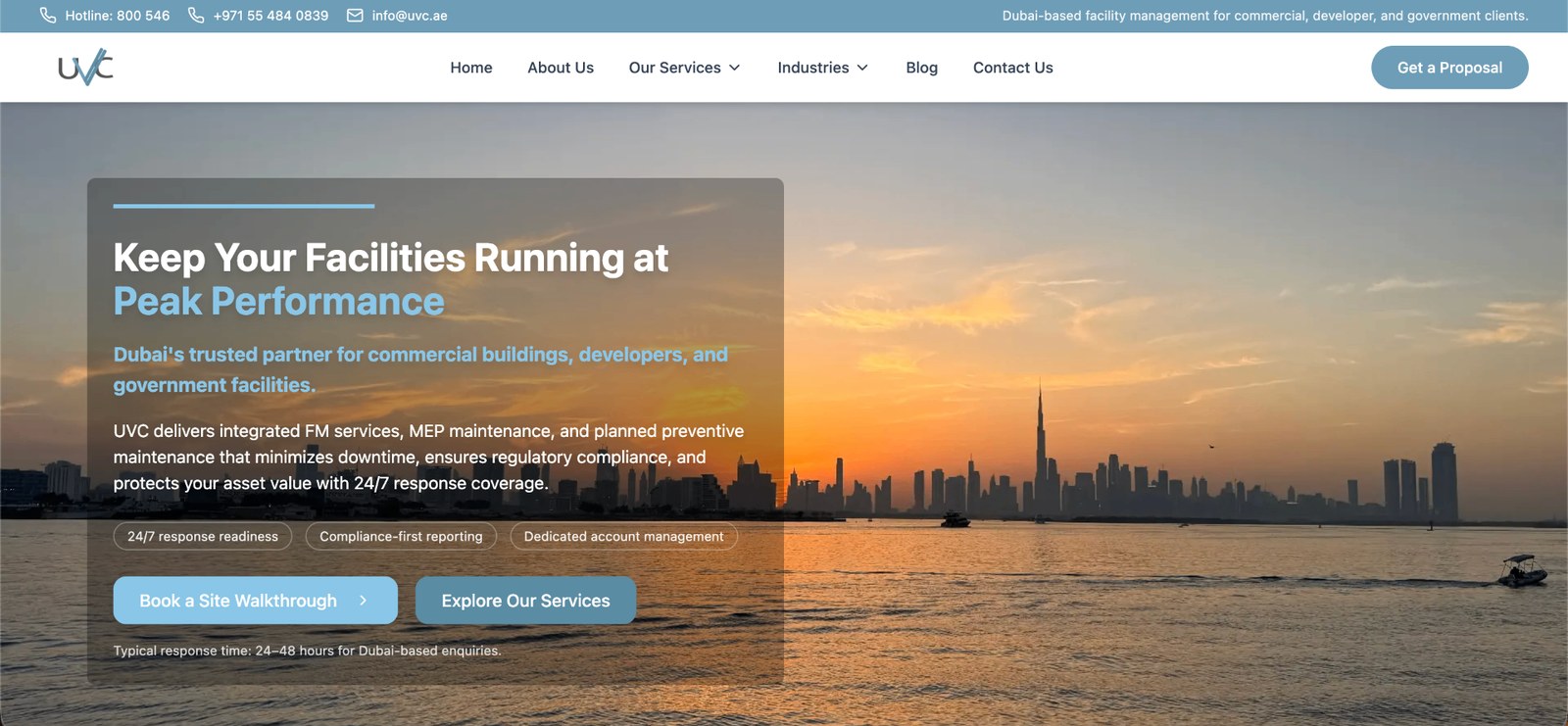 UVC Technical Services website preview